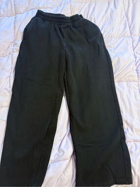 Unisex Black Elastic-Waist Casual Pants